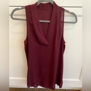 Theory Hylin Silk Tank - Burgundy, Size P (XS)